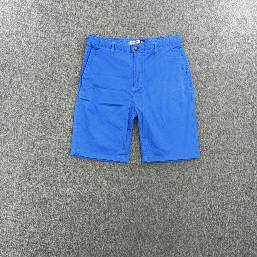 Hudson & Barrow NYC Chino Shorts Stretch Blue Mens 32 Casual‎ Flat Front